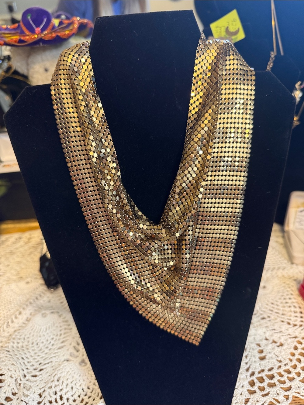 Gold Mesh Multi-Strand Draped Necklace